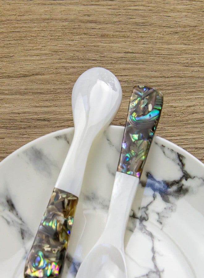 DUEBEL Set of 6 Caviar Spoons of Abalone Handle, 4" Mother of Pearl Spoons for Caviar Serving, Egg Serving, Catering Deroration, Restaurant Tableware - Image 5