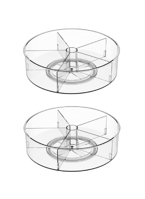 Plastic Round Lazy Susan Rotating Turntable Food Storage Container for Cabinet Pantry Refrigerator Countertop Spinning Organizer for Spices Condiments Baking Supplies 115 2 Packs