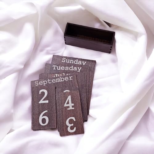LACUM 's Handcrafted Laser-Cut Engineering Wood Desk Calendar - Elegant And Durable Date Display For Home, Office, Or Study - Eco-Friendly Vintage-Style Organizer (Brown) - Image 3