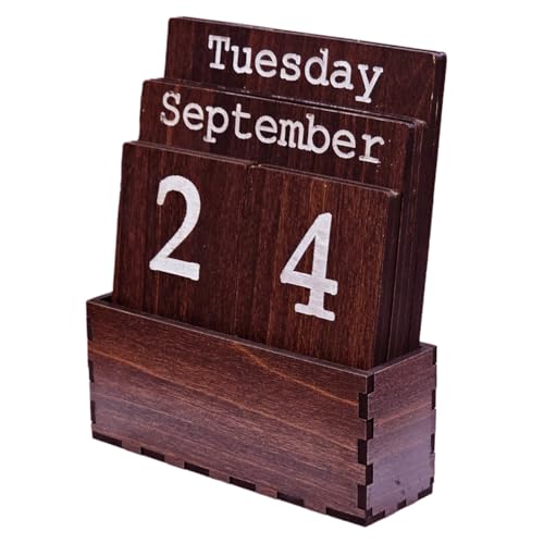 LACUM 's Handcrafted Laser-Cut Engineering Wood Desk Calendar - Elegant And Durable Date Display For Home, Office, Or Study - Eco-Friendly Vintage-Style Organizer (Brown) - Image 5