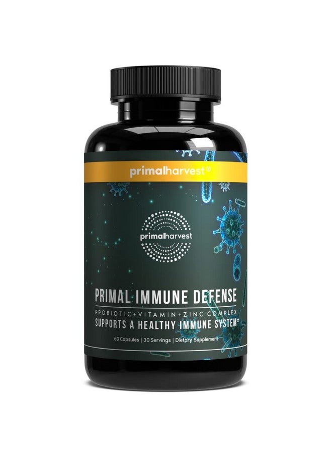 Primal Harvest Primal Immune Defense 10 In 1 Immune Support Supplement 60 Capsules Immune Vitamins With 7 Billion Cfu Pre And Probiotics Zinc Vit C B6 D3 K2 Immune Boosters For Adults  - Image 2
