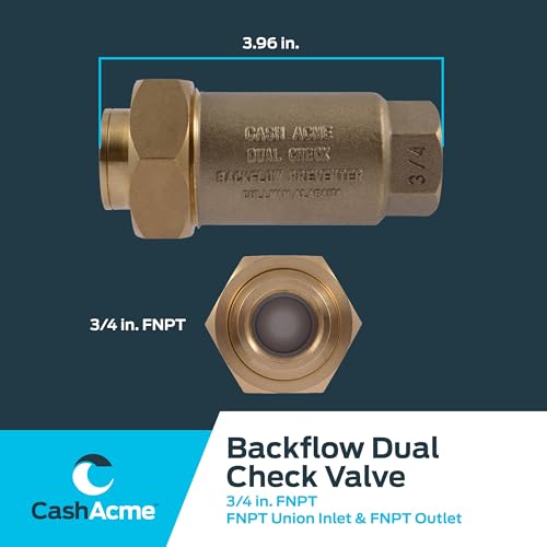 Cash Acme 3/4 Inch BF1 Dual Check Valve with Female Unions, Brass Plumbing Fitting, BF13434 - Image 5