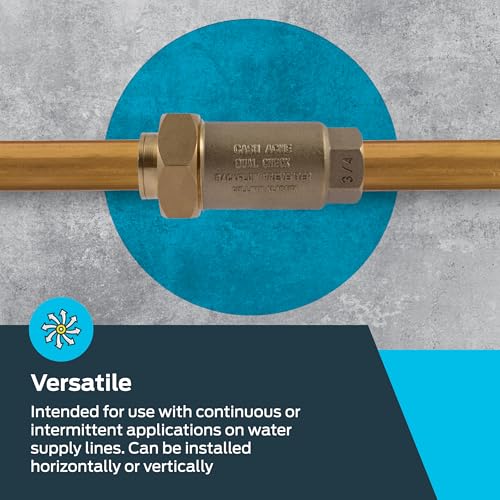 Cash Acme 3/4 Inch BF1 Dual Check Valve with Female Unions, Brass Plumbing Fitting, BF13434 - Image 3