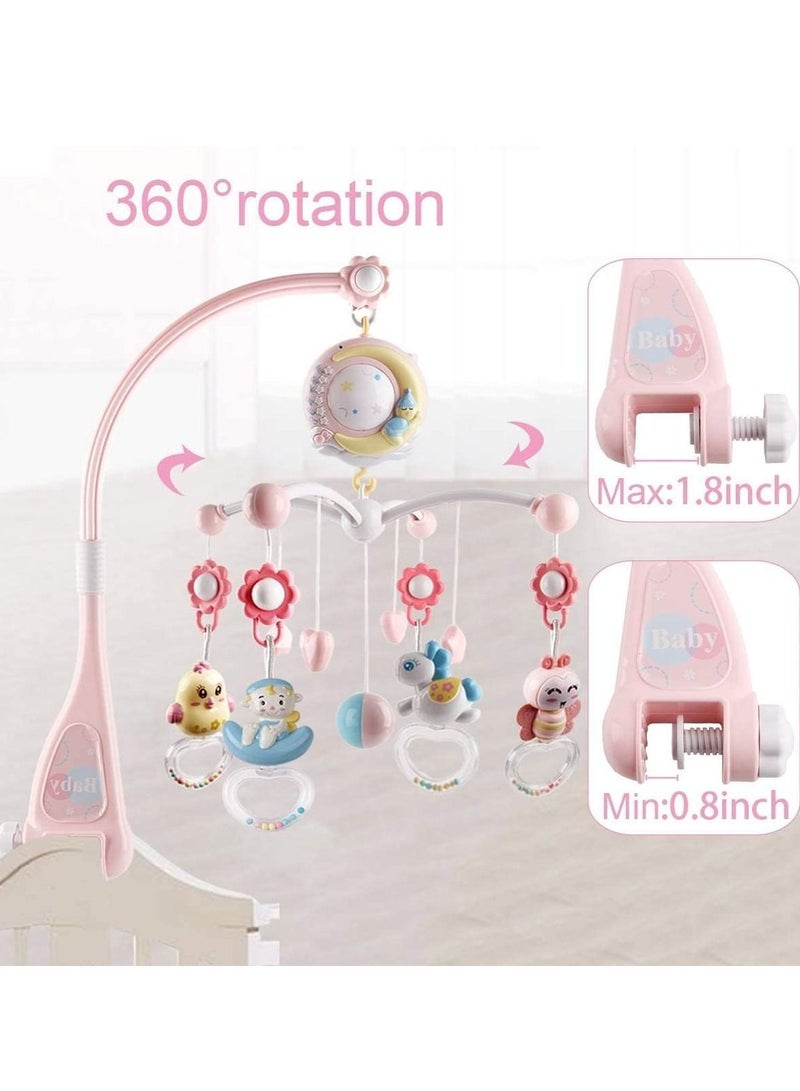 Gonice Baby Musical Crib Mobile with Projector and Night Light,150 Music,Timing Function,Take Along Mobile Music Box and Rattle,Gift for Toddles (Pink) - Image 4