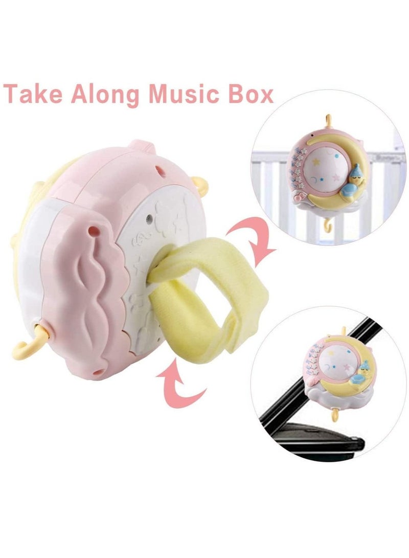 Gonice Baby Musical Crib Mobile with Projector and Night Light,150 Music,Timing Function,Take Along Mobile Music Box and Rattle,Gift for Toddles (Pink) - Image 3