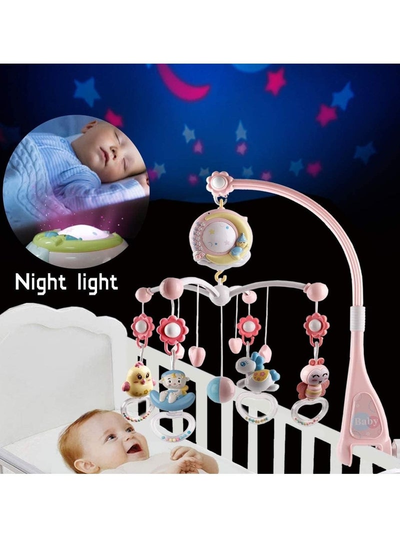 Gonice Baby Musical Crib Mobile with Projector and Night Light,150 Music,Timing Function,Take Along Mobile Music Box and Rattle,Gift for Toddles (Pink) - Image 2