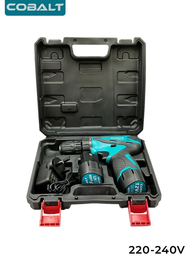 COBALT 12V Cordless Electric Screwdriver Drill Kit with 2 Batteries & Charger 18-Speed Torque, 2 Variable Speed, 1500mAh Lithium Battery, LED, 10mm Chuck, 220-240V - Image 1