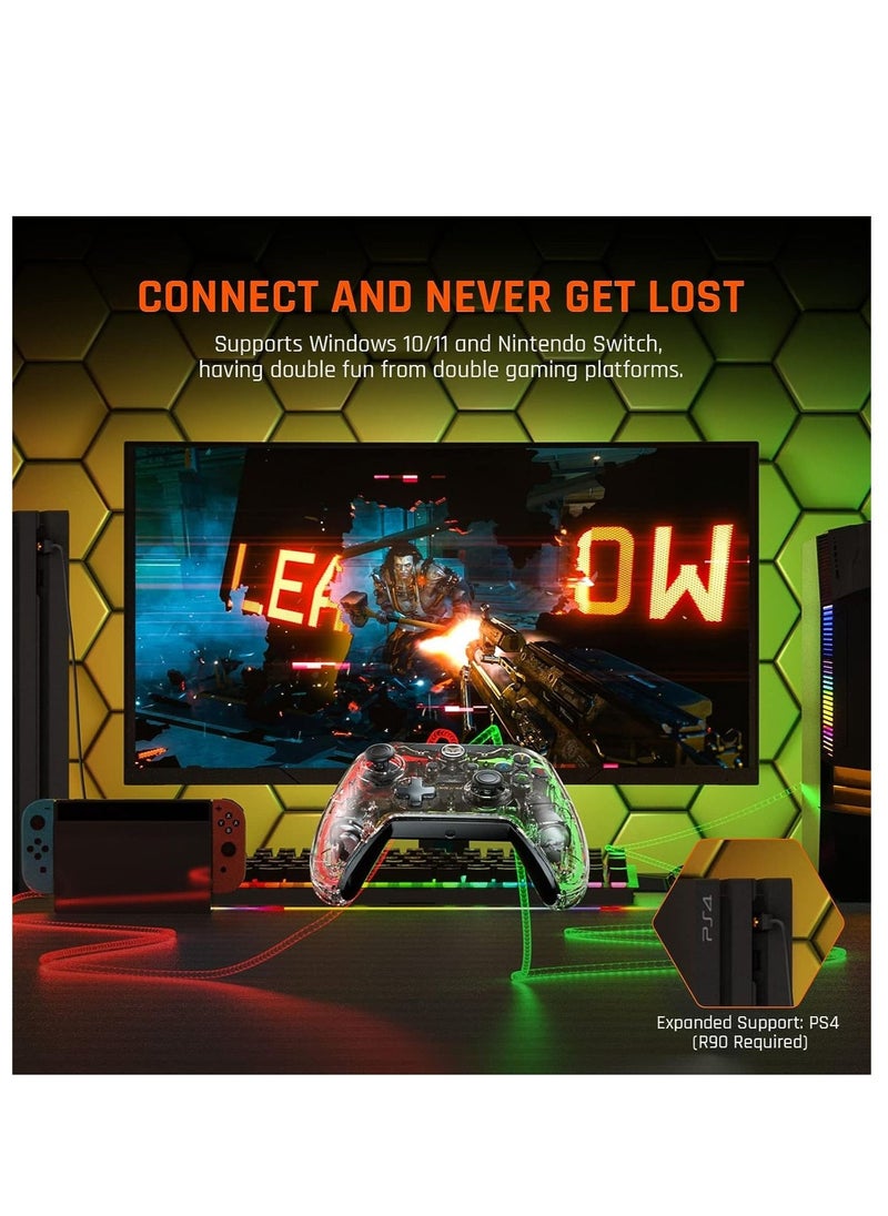 BIGBIG WON PC Controller, BIGBIG WON Rainbow Lite Wired Gaming Controllers for PC, RGB Light, Custom Buttons, Macro, Turbo, Dual Shock Controller for Switch/Windows 10 and 11 Controllers, for PS4  - Image 2