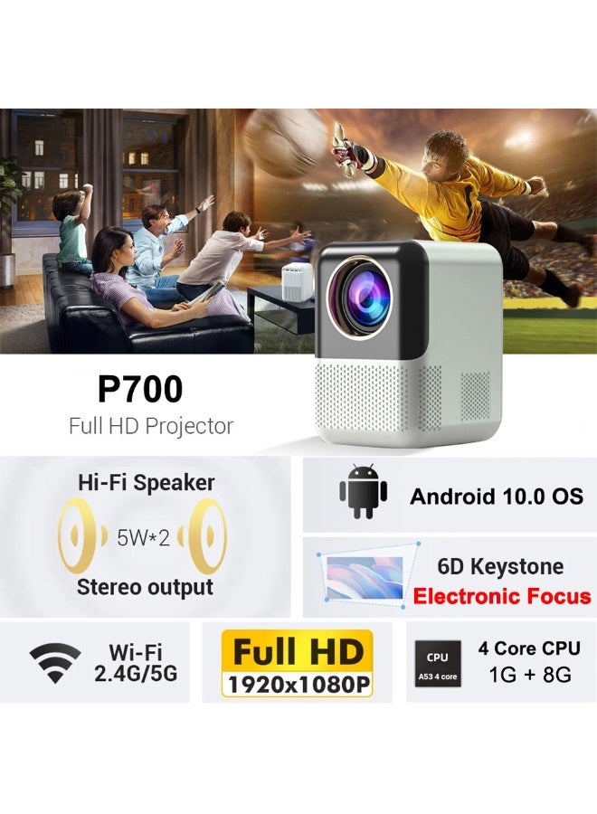 The P700 portable electric focusing projector supports high-definition 1080P mini projectors for home office use. - Image 1