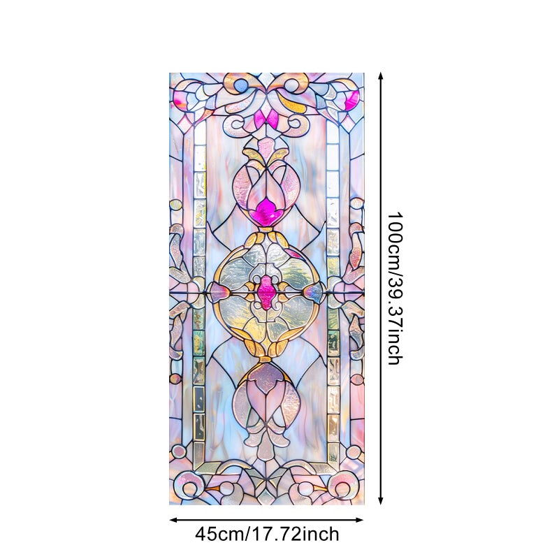 IVN Stained Glass Window Film 17.7x39.3 inch Purple Diamond Window Privacy Film Stained Decals Static Cling Sun Blocking Decor for Home Office Windows Door Glass Partitions - Image 3