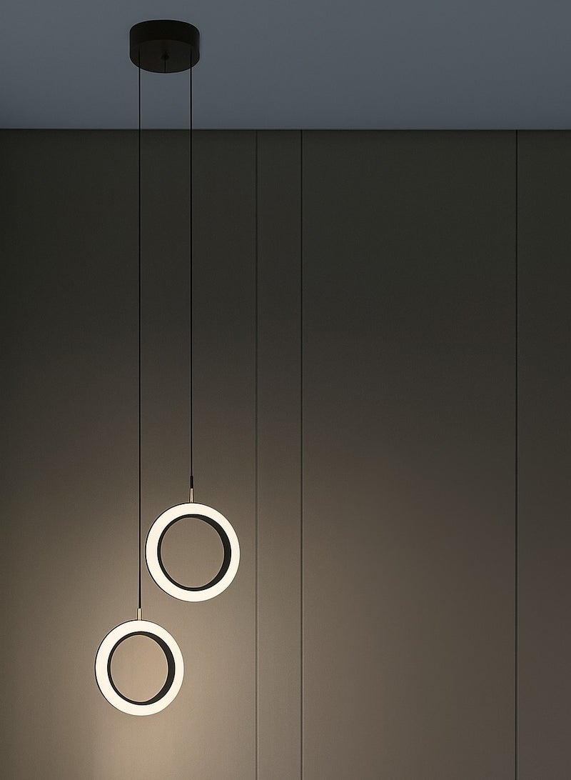 Modern 15W LED Ceiling Chandelier with Three Lights, Black Frame  - Image 1