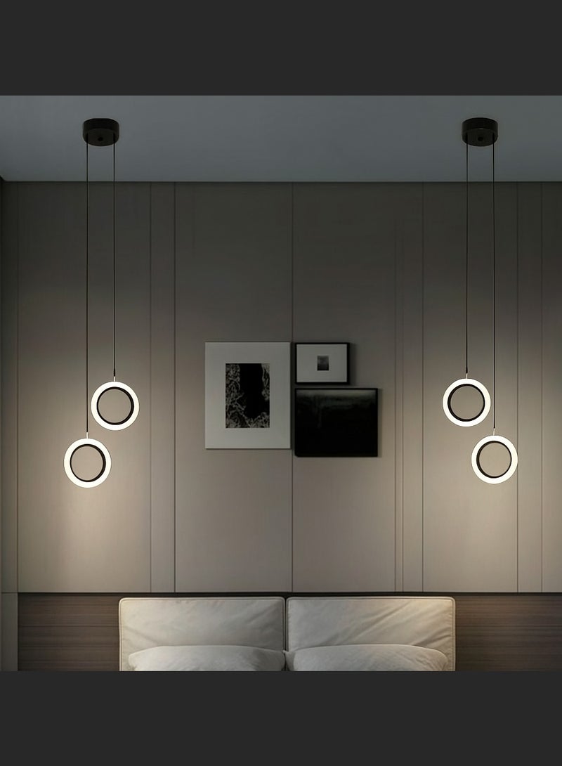 Modern 15W LED Ceiling Chandelier with Three Lights, Black Frame  - Image 4
