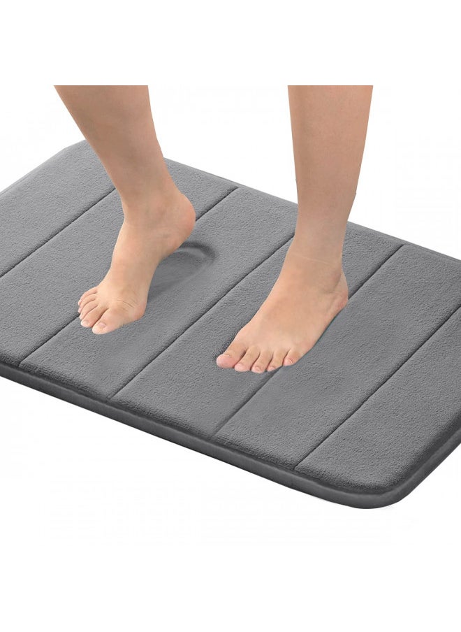 Flamingo P Flamingo P Memory Foam Bath Mat for Bathroom Non Slip Bath Rug Velvet Thick Soft and Comfortable Water Absorbent Machine Washable Easier to Dry Floor Rug Mats, 24x17 Inches, Grey  - Image 1