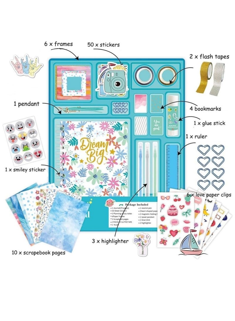 DIY Journal Kit for Girls, Scrapbook & Diary SuppliDIY Journal Kit for Girls - Journaling Toys Set for Teen Kids, Art Crafts Scrapbook Diary Supplies Set, Ideal Gifts for 8 9 10 11 12 13 14 Year Old Girls - Image 2