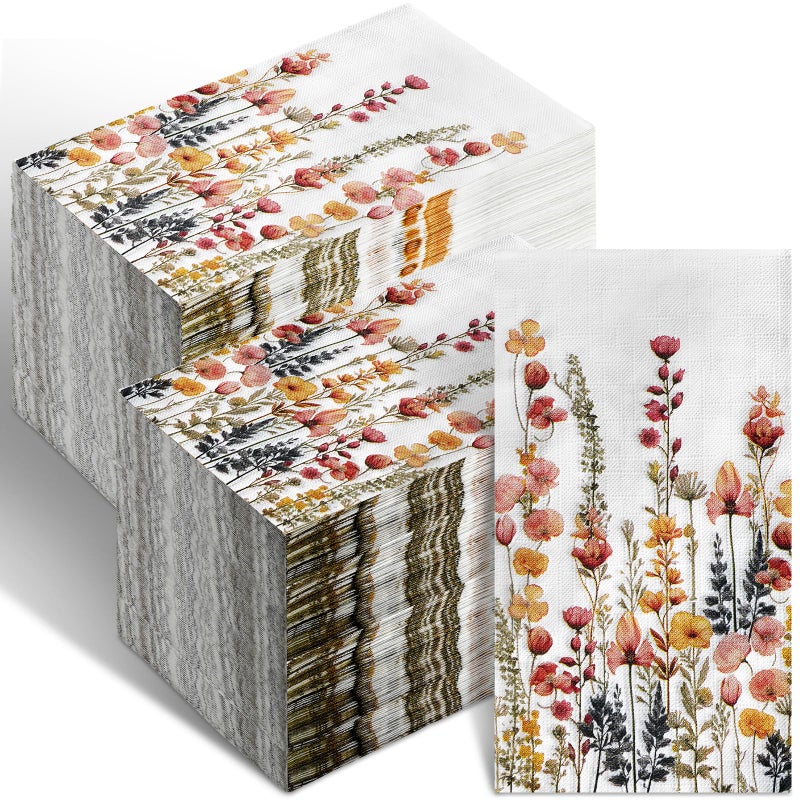 Seajan 200 Pcs Spring Flowers Paper Guest Napkins Disposable Hand Towels for Bathroom Paper Disposable Guest Towels Napkins for Spring and Summer Wedding Bathroom Birthday Dinner Party - Image 1