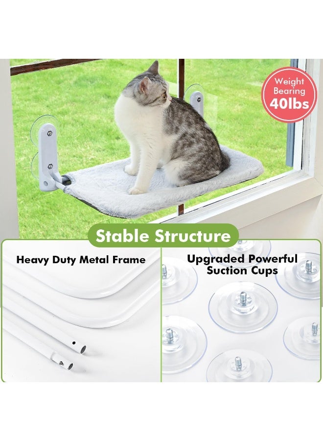 Homify Foldable Cat Window Perch, Cordless Cat Hammock for Wall, Soft Plush Cat Bed with 4 Strong Suction Cups, Cat Window Bed for Sunbathing, Napping, Overlooking(Grey 52 * 30 * 20cm) - Image 3