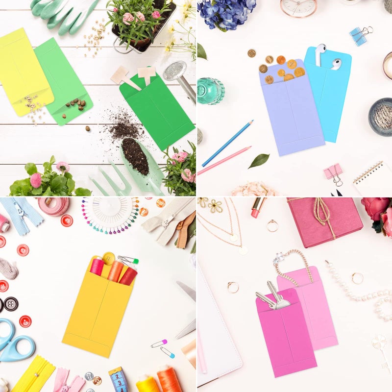 SWESARA 100 Pack Small Coin Envelopes, 2.25 x 3.5 Colored Tiny Seed Envelopes Mini Parts Small Items Stamps Storage Packets Envelopes for Garden, Office or Wedding Gift - Image 5