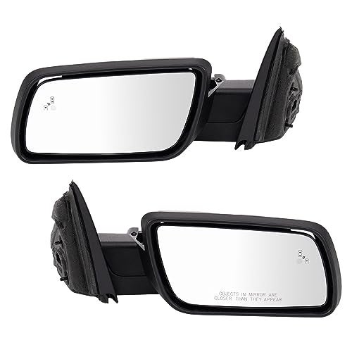 TRQ Driver & Passenger Side Mirror Set with Heat with Puddle Light Compatible with 2013-2019 Ford Flex FO1320622 FO1321622 - Image 1