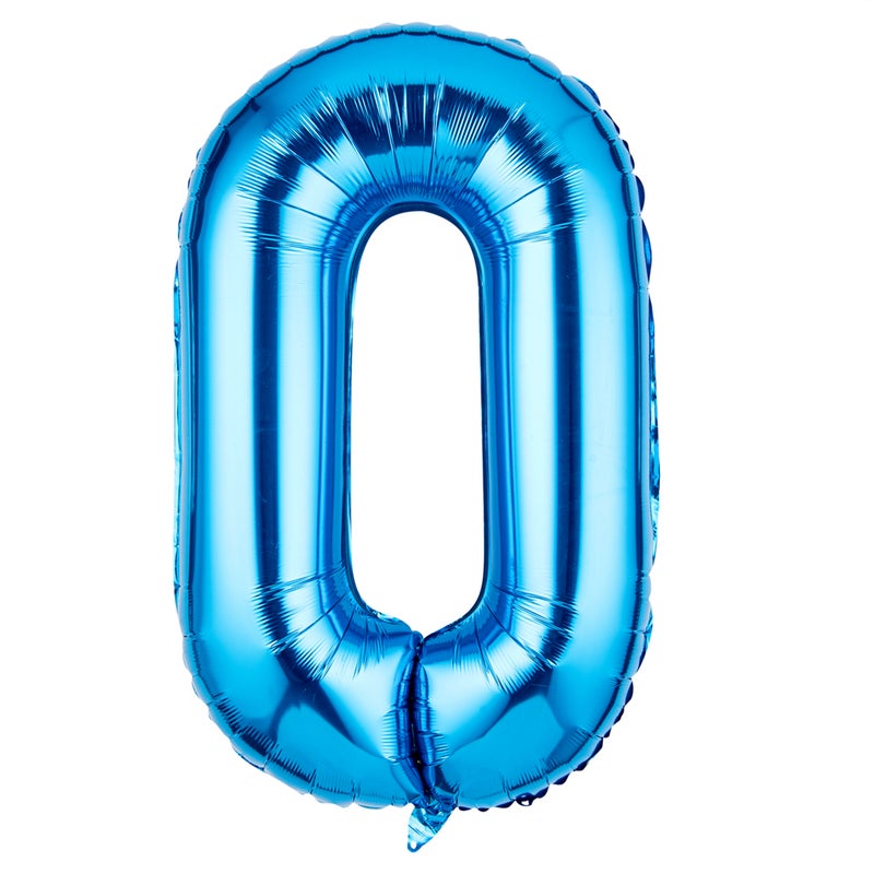 Restaurantware-Balloonify 40 Inch Number Balloon, 1 Large Digital Party Balloon - Number 0, Self-Sealing, Blue Foil Mylar Balloon, Hanging Loop, Decoration For Birthday, Wedding, Or Graduation - Image 1