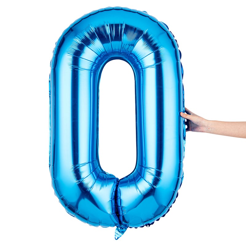 Restaurantware-Balloonify 40 Inch Number Balloon, 1 Large Digital Party Balloon - Number 0, Self-Sealing, Blue Foil Mylar Balloon, Hanging Loop, Decoration For Birthday, Wedding, Or Graduation - Image 2