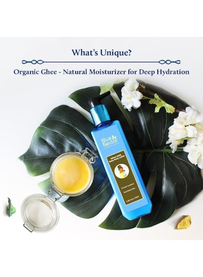 Blue Nectar  Niraa Ghee Baby Lotion with Nourishing Organic Ghee, Body Butters and Ayurvedic Baby Oils Baby skincare | Infant Body lotion | Gentle moisturizer for Kids (12 Herbs, 100ml) - Image 3