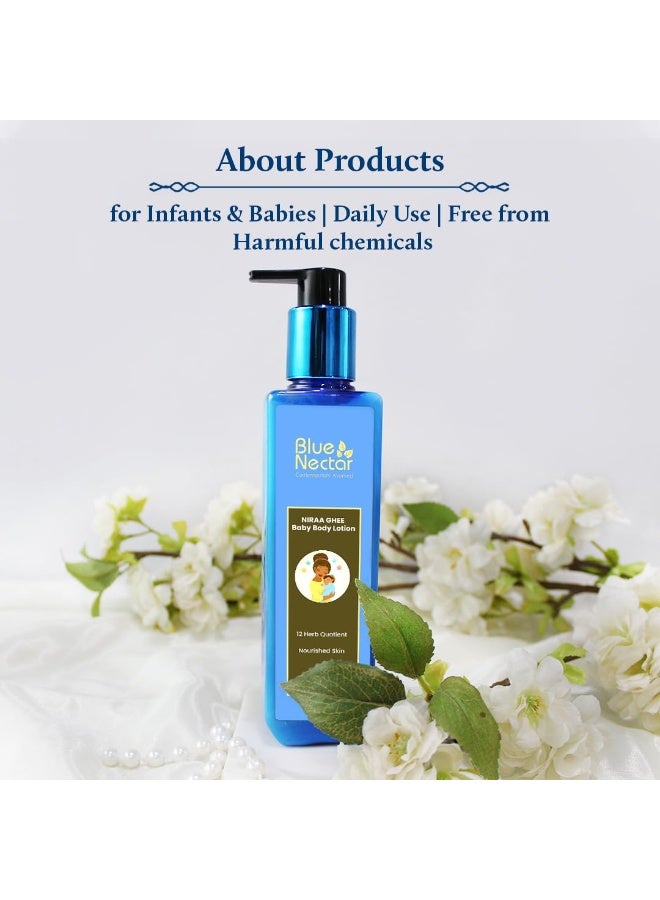 Blue Nectar  Niraa Ghee Baby Lotion with Nourishing Organic Ghee, Body Butters and Ayurvedic Baby Oils Baby skincare | Infant Body lotion | Gentle moisturizer for Kids (12 Herbs, 100ml) - Image 2