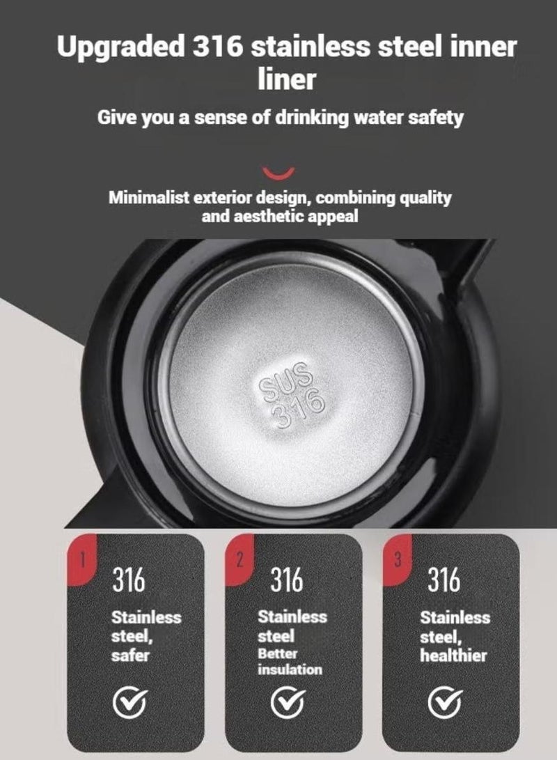 1000ml Coffee pot and 80ml coffee cup set,  Stainless Steel Pour-Over Kettle, Insulated Thermos for Hot & Cold Water, perfect as a business opening gift, holiday gift, or National Day gift, Black - Image 4