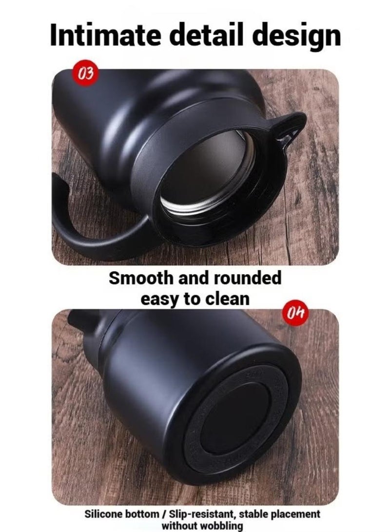 1000ml Coffee pot and 80ml coffee cup set,  Stainless Steel Pour-Over Kettle, Insulated Thermos for Hot & Cold Water, perfect as a business opening gift, holiday gift, or National Day gift, Black - Image 5