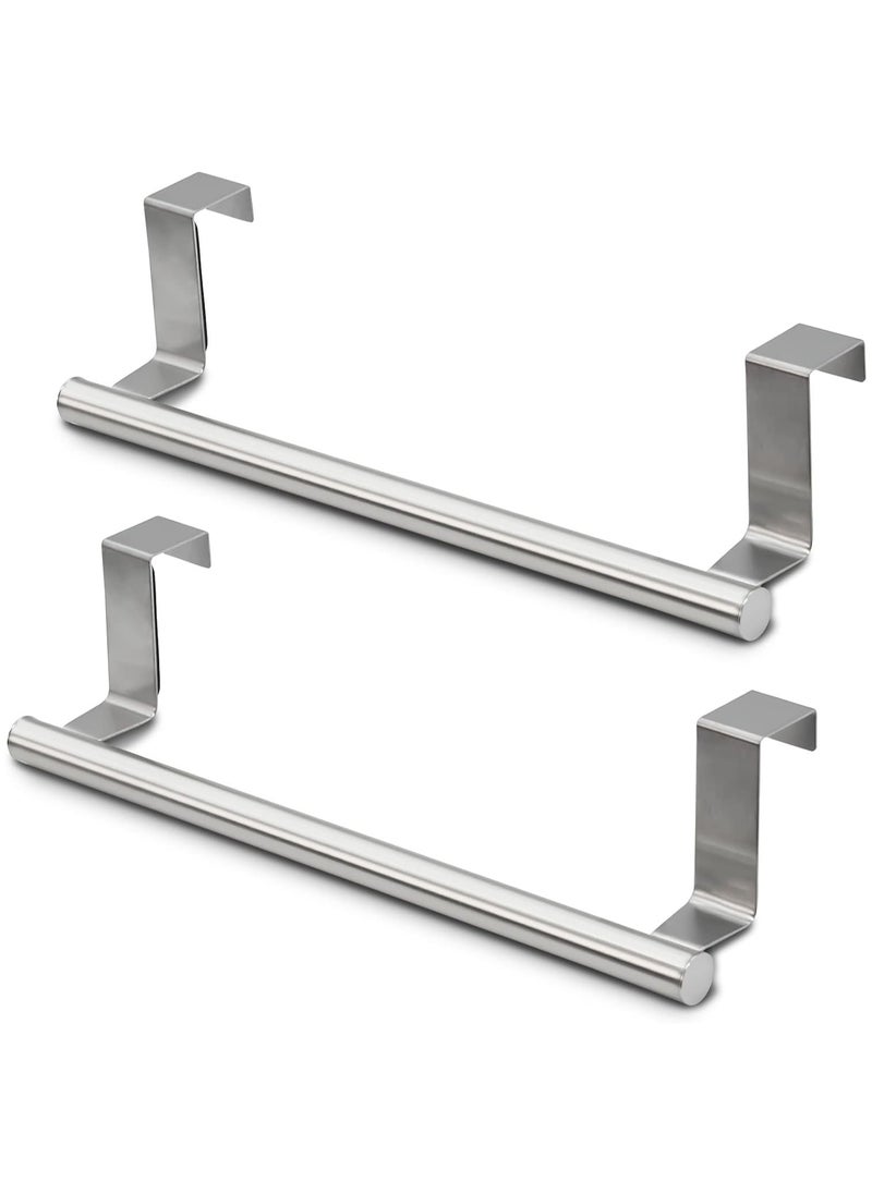 sokany 2 Pieces Kitchen Cabinet Towel Bar Holder, Fits on Cupboards over Cabinet Door, Towel and Wash Cloth Hanging Storage Accessories, Strong Modern Design Stainless Steel (Silver)  - Image 1