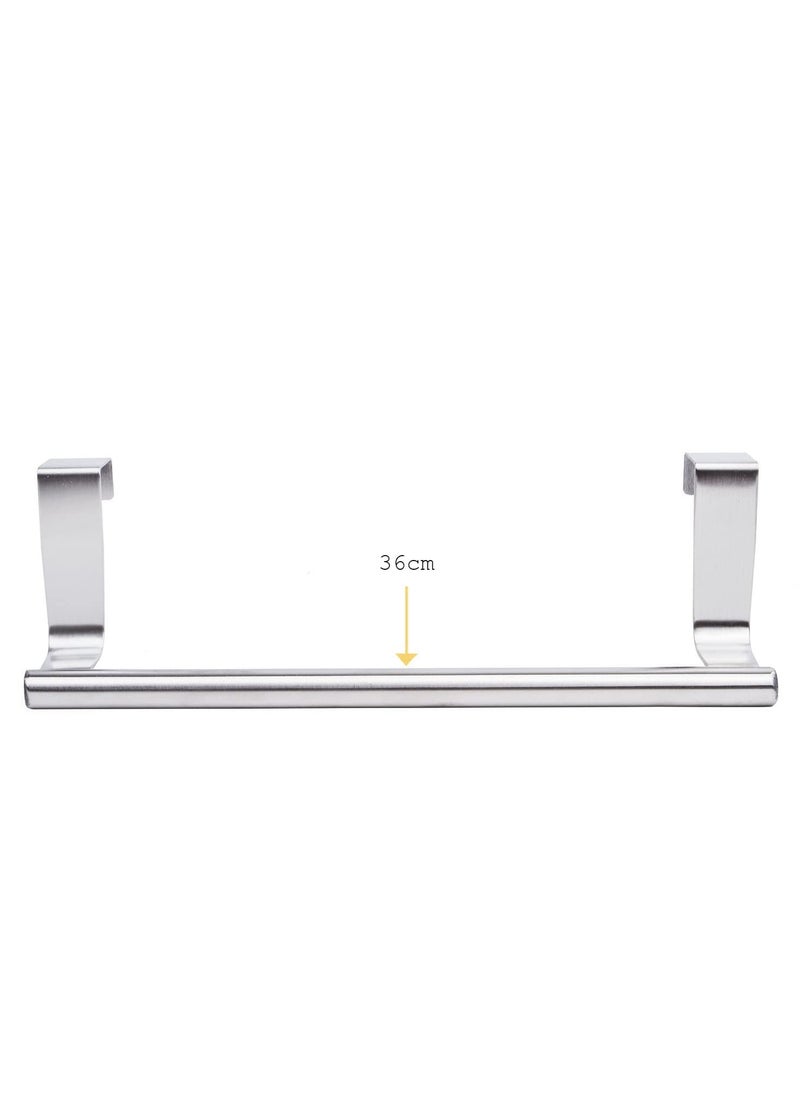 sokany 2 Pieces Kitchen Cabinet Towel Bar Holder, Fits on Cupboards over Cabinet Door, Towel and Wash Cloth Hanging Storage Accessories, Strong Modern Design Stainless Steel (Silver)  - Image 2