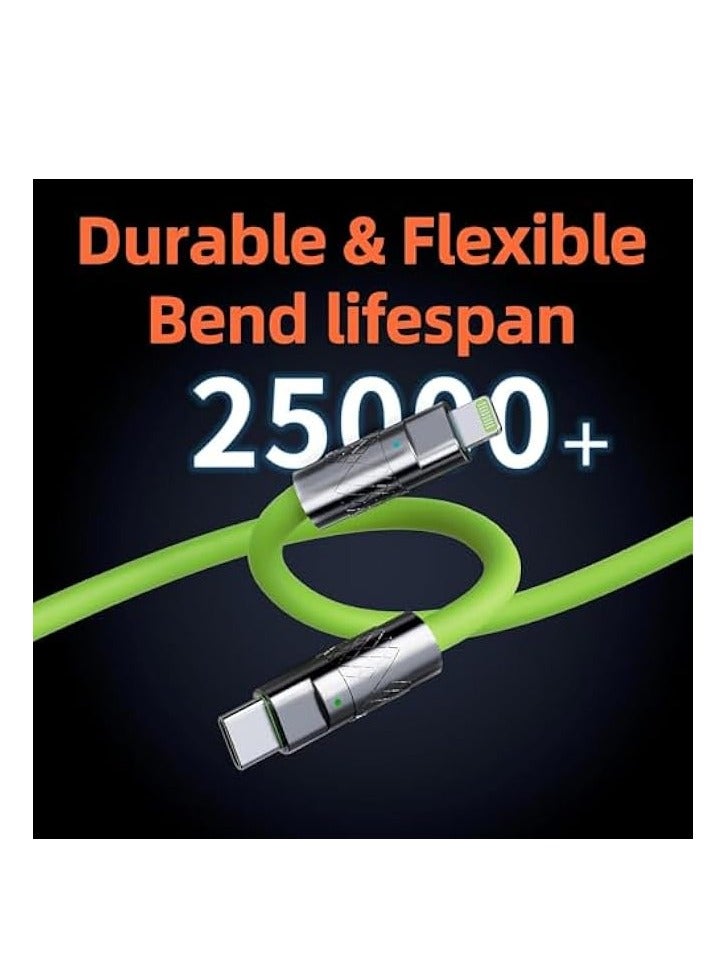 Oatsbasf Upgraded Multi Charging Cable, 3 in 1 Retractable USB Charging Cable with Type C, Micro USB, Phone Port, Mech Style Multiple Fast Charger Cord for Phone 15 14 13 12 11 XS XR(4ft/Green) - Image 5