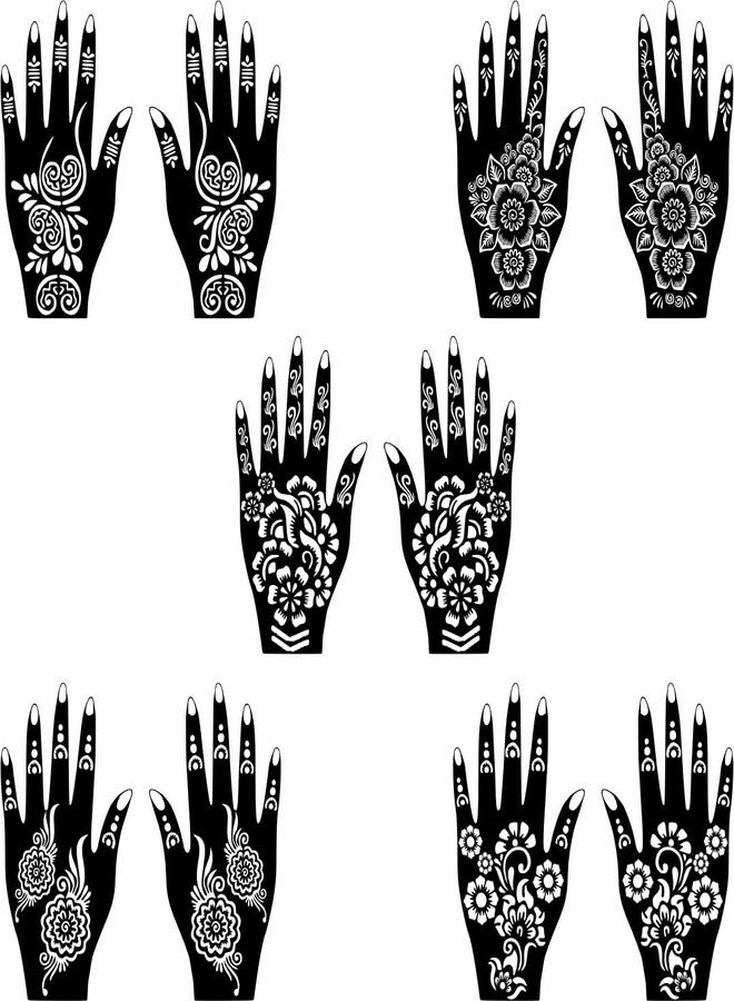 Komstec Artistic Combo of Mehndi Stencil Stickers for Back Hand, Front Hand, & Finger Designs - Image 1