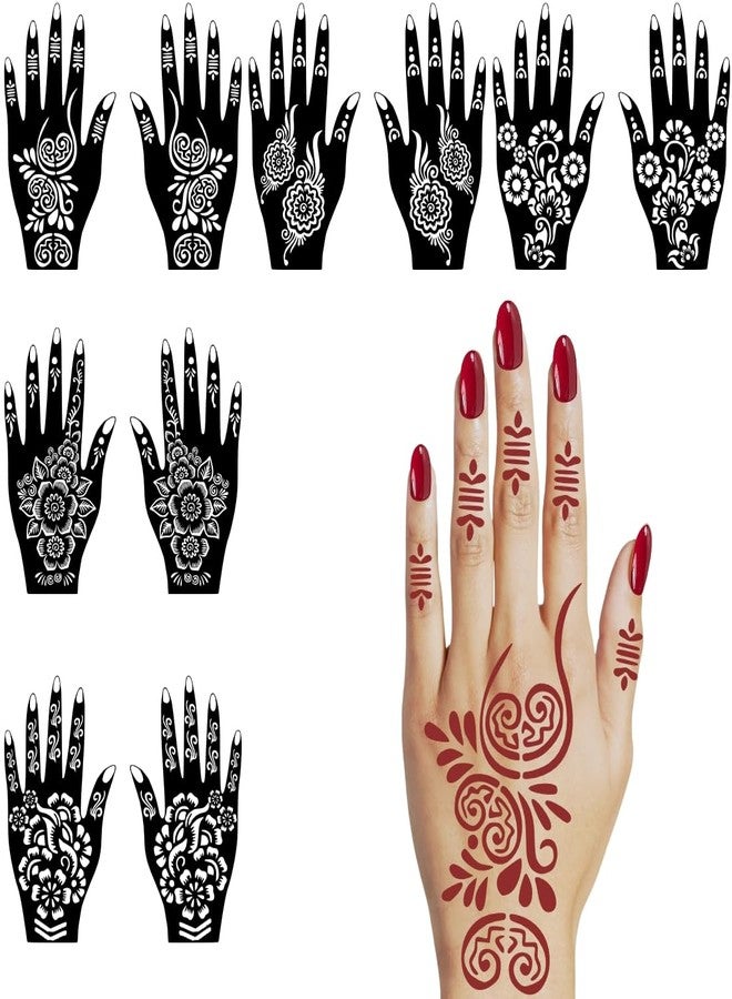 Komstec Artistic Combo of Mehndi Stencil Stickers for Back Hand, Front Hand, & Finger Designs - Image 5