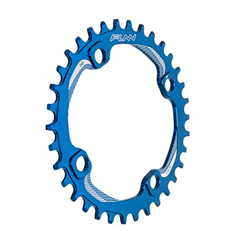 Funn Solo Narrow Wide Chainring for 9 10 11 12 Speed Chain, Fits 104mm BCD Interface Crankset, Single Speed Bike Chain Ring for MTB, BMX Bike, Gravel Bike and Road Bike (34T, Blue) - Image 1