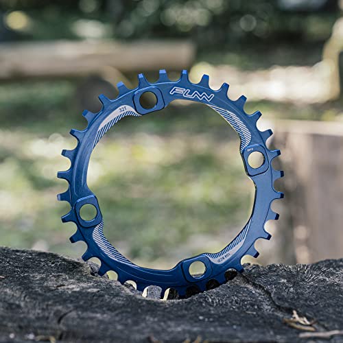 Funn Solo Narrow Wide Chainring for 9 10 11 12 Speed Chain, Fits 104mm BCD Interface Crankset, Single Speed Bike Chain Ring for MTB, BMX Bike, Gravel Bike and Road Bike (34T, Blue) - Image 2