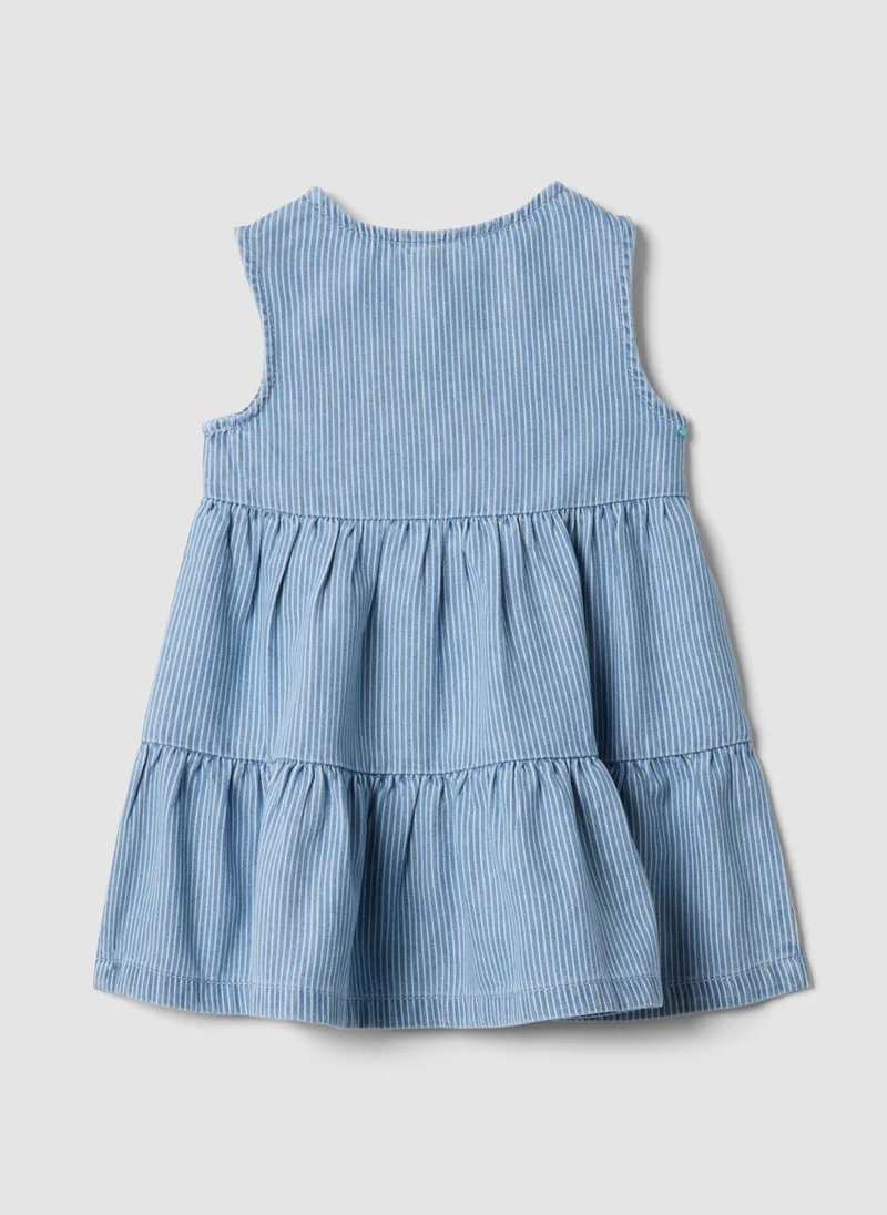 او في اس OVS Girlsâ€™ Cotton And Lyocell Blend Denim Dress, Regular Fit