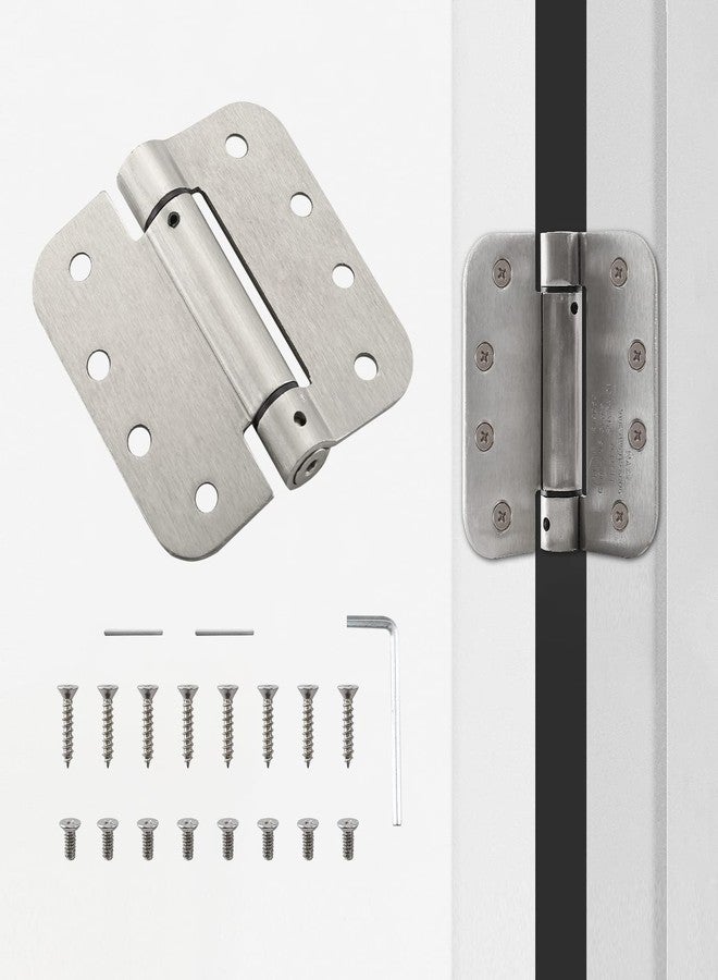 HOME MASTER HARDWARE Self Closing Door Hinges, 4 inch Spring Loaded Hinges, Adjustable Tension for Interior Door, UL Listed with 5/8" Radius Corners, Satin Nickel, 2 Pack - Image 4