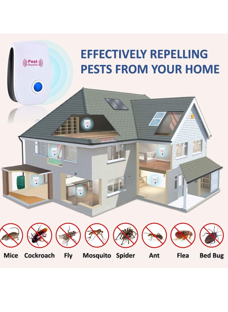 الأزرق جي دبليو مبيد حشرات بالموجات فوق الصوتية، 7 عبوات طارد حشرات بالموجات فوق الصوتية، طارد فئران داخلي طارد حشرات بالموجات فوق الصوتية لمكافحة الحشرات والصراصير والنمل والعنكبوت والبعوض والحشرات والفئران - Image 4