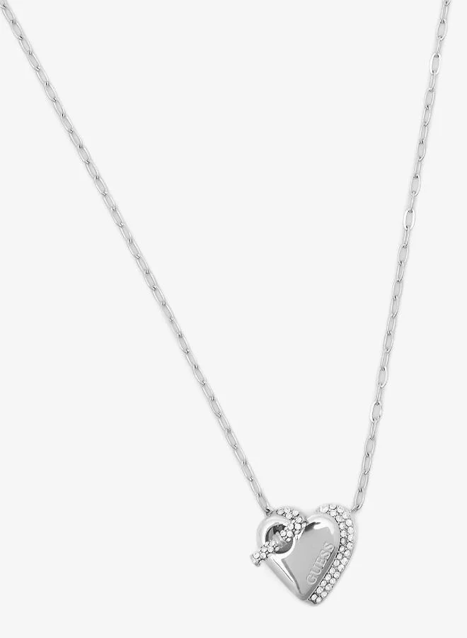 GUESS T-Bar Heart Chain Necklace