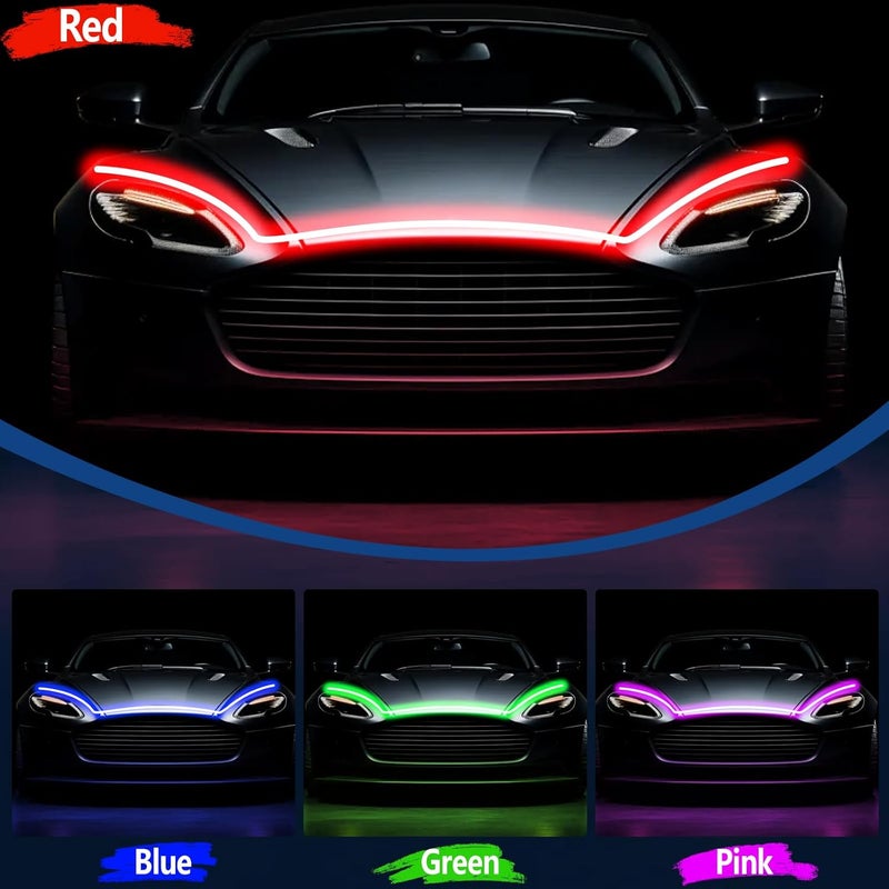 بيلونججو شريط إضاءة غطاء المحرك RGB، 79 بوصة، أضواء تشغيل نهارية ديناميكية LED، أضواء إشارة انعطاف متسلسلة متعددة الألوان ديناميكية المسح عند بدء التشغيل للسيارات والشاحنات وسيارات الدفع الرباعي - تحكم بالتطبيق ومقاومة للماء - Image 3