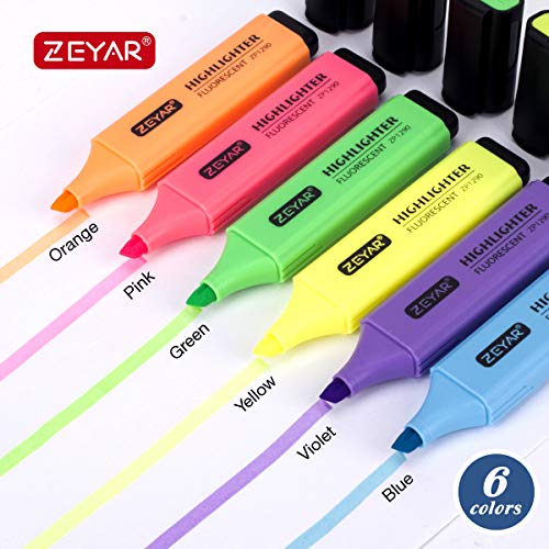 ZEYAR Highlighter, Chisel Tip Marker Pen, AP Certified, Assorted Colors, Water Based, Quick Dry (6 Candy Colors) - Image 2