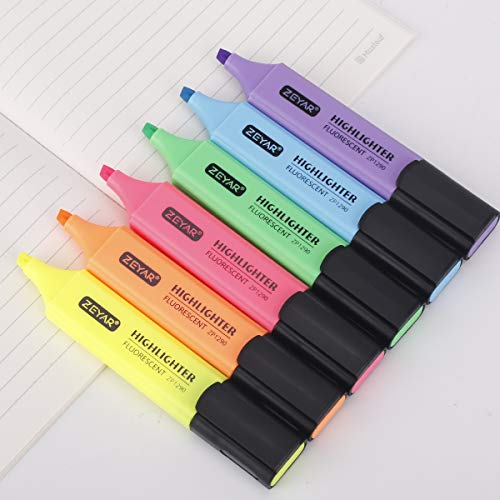 ZEYAR Highlighter, Chisel Tip Marker Pen, AP Certified, Assorted Colors, Water Based, Quick Dry (6 Candy Colors) - Image 4