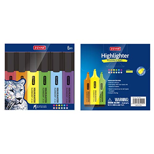 ZEYAR Highlighter, Chisel Tip Marker Pen, AP Certified, Assorted Colors, Water Based, Quick Dry (6 Candy Colors) - Image 5