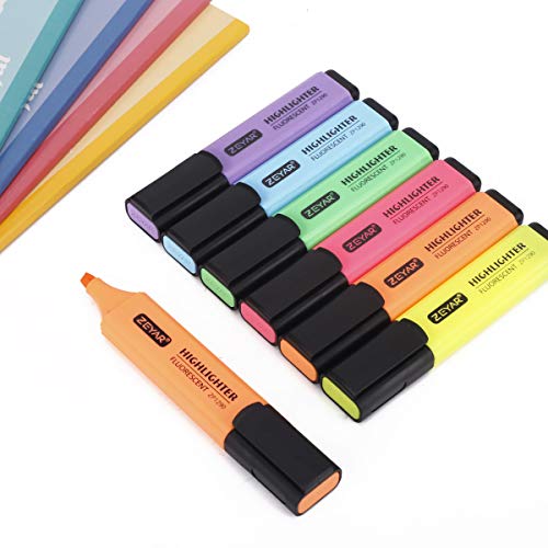 ZEYAR Highlighter, Chisel Tip Marker Pen, AP Certified, Assorted Colors, Water Based, Quick Dry (6 Candy Colors) - Image 3
