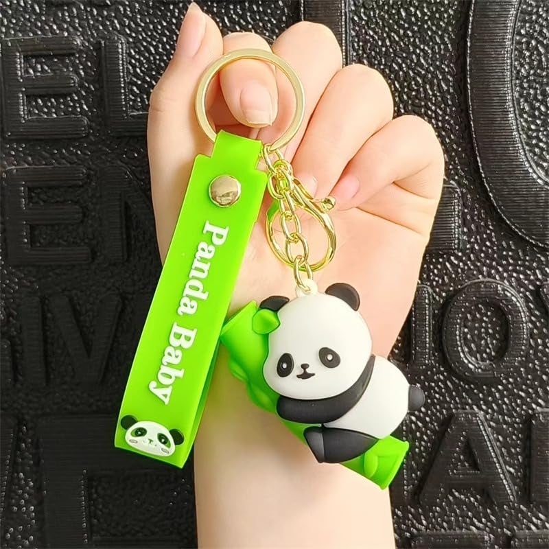 Primetan Panda Theme Silicone Keychain for Girls & Kids | Cute Backpack Keyring | Birthday Return Gift | Car, Bike, & Bag Accessories - Image 1