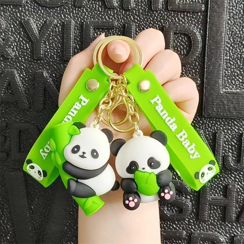 Primetan Panda Theme Silicone Keychain for Girls & Kids | Cute Backpack Keyring | Birthday Return Gift | Car, Bike, & Bag Accessories - Image 3