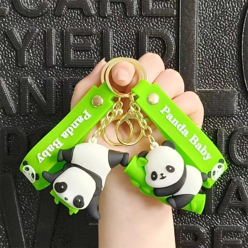 Primetan Panda Theme Silicone Keychain for Girls & Kids | Cute Backpack Keyring | Birthday Return Gift | Car, Bike, & Bag Accessories - Image 4