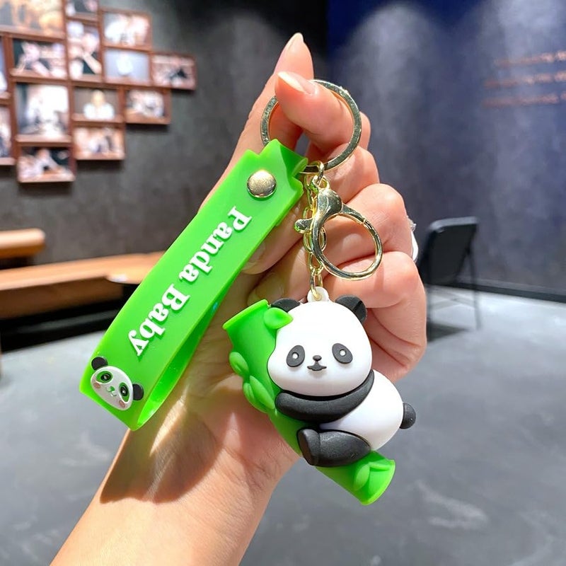 Primetan Panda Theme Silicone Keychain for Girls & Kids | Cute Backpack Keyring | Birthday Return Gift | Car, Bike, & Bag Accessories - Image 2