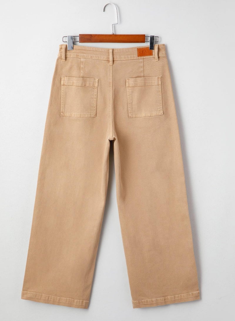 Sidefeel Jeans for Women High Waisted Stretchy Straight Leg Jeans Trendy Loose Zimbaplatinum Ankle Denim Pants Khaki Size 10 - Image 5