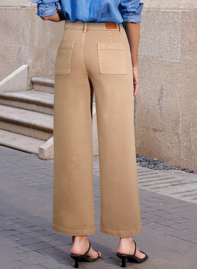 Sidefeel Jeans for Women High Waisted Stretchy Straight Leg Jeans Trendy Loose Zimbaplatinum Ankle Denim Pants Khaki Size 10 - Image 3